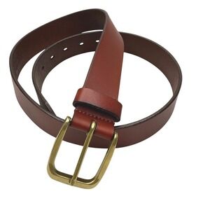 Nordstrom Mens‎ Brown 41" Long Leather Belt Gold Buckle Business Casual Workwear